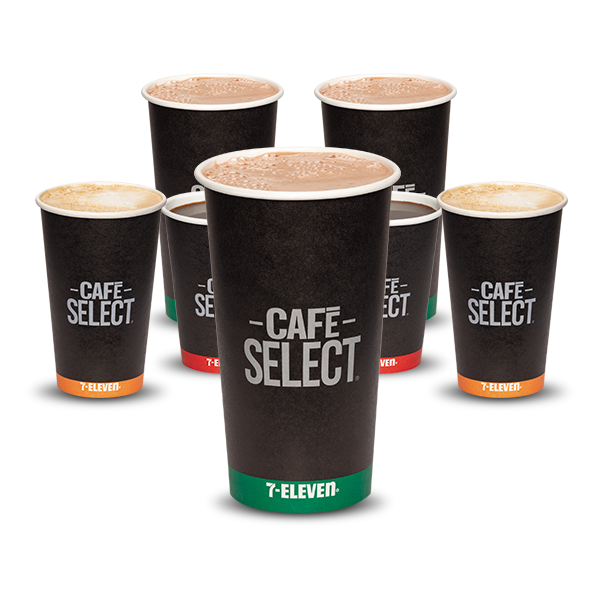 Vasos de café Select de diferentes tamaños y variedad.